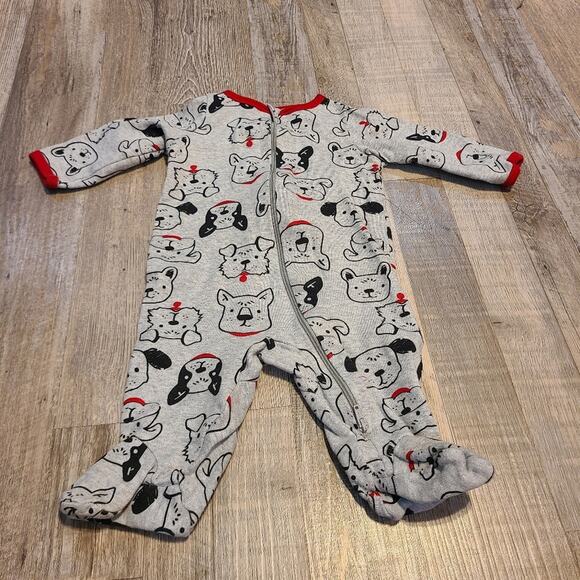 Wonder Nation gray and red puppy dog footie pajamas 0-3 month baby - Picture 1 of 5
